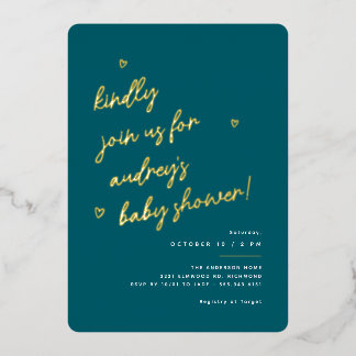 Gold Script | Dark Teal Gender Neutral Baby Shower