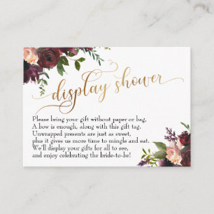 Gold Script Display Bridal Shower Floral Gift Card