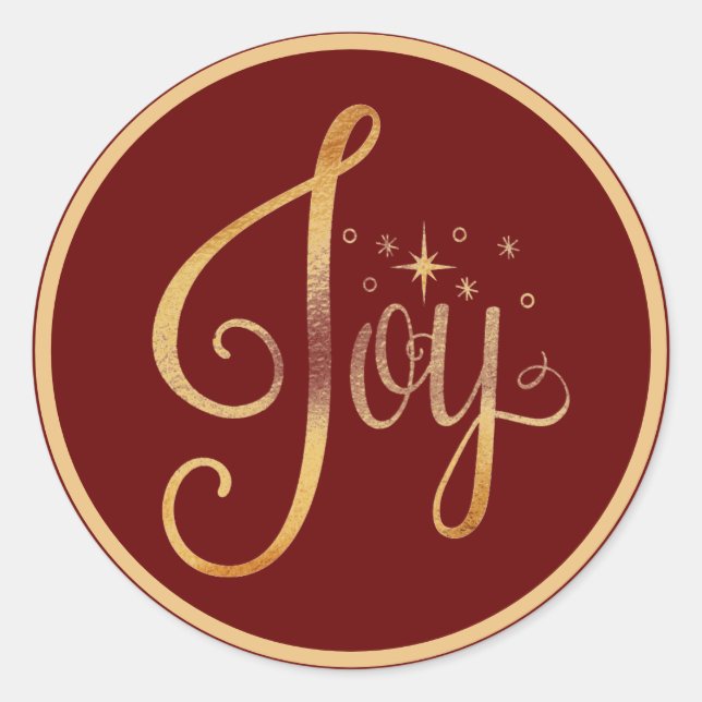 Gold Script Elegant Joy Holiday Xmas Christmas Classic Round Sticker (Front)
