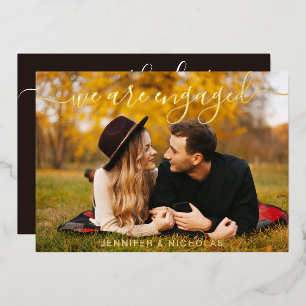 Gold Script Engagement Photo Wedding Save the Date