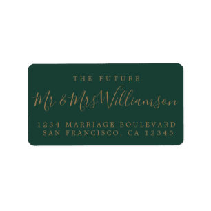 Gold Script Future Mr Mrs Green Return Address Label
