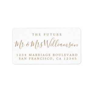 Gold Script Future Mr Mrs Wedding Return Address Label