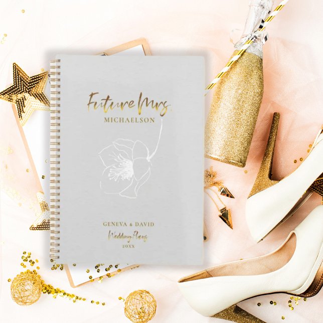 Gold Script Future Mrs. Dove Grey Wedding Planner (Creator Uploaded)