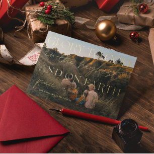 Gold Script   Glory to God Christmas Holiday Photo