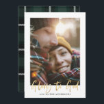 Gold script glory to god green tartan photo holiday card<br><div class="desc">Gold script glory to god stylish holiday card with green and black tartan backer design. Space for single photo.</div>