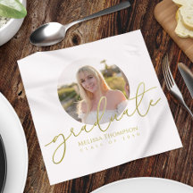 Gold Script Graduation Party Photo Custom