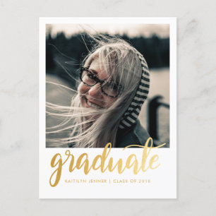 Gold Script Graduation Party   Save The Date Photo Postcard