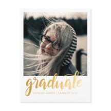 Gold Script Graduation Party | Save The Date Photo