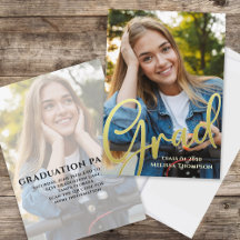 Gold Script Graduation Photo Elegant