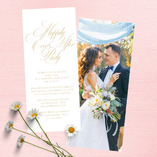 Gold Script Happily Ever After Photo Reception Invitation