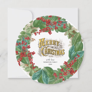 Gold Script Holiday Merry Christmas Cicle Card
