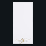 Gold Script Initials Monogram Minimalist White Magnetic Notepad<br><div class="desc">A chic modern stylish gold black monogram on white,  with a dramatic script initial with swashes and your full name in a modern serif type,  magnetic notepad. Simple elegance.</div>