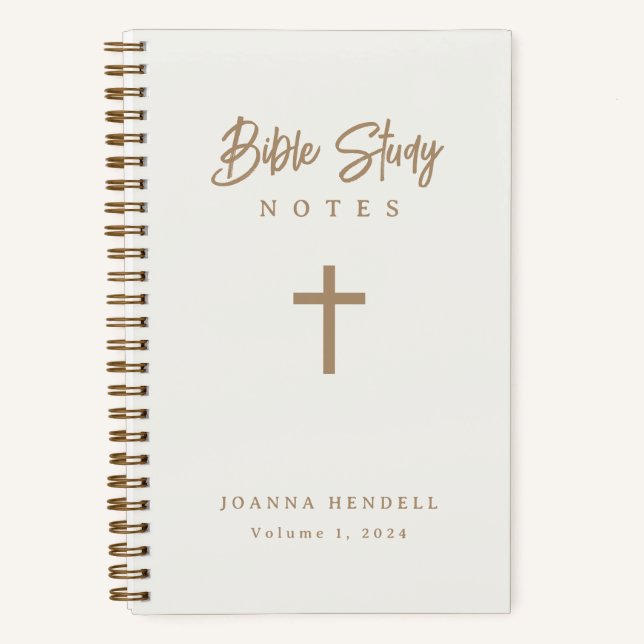 Gold Script Ivory Design Bible Study Hardcover Notebook (Front)