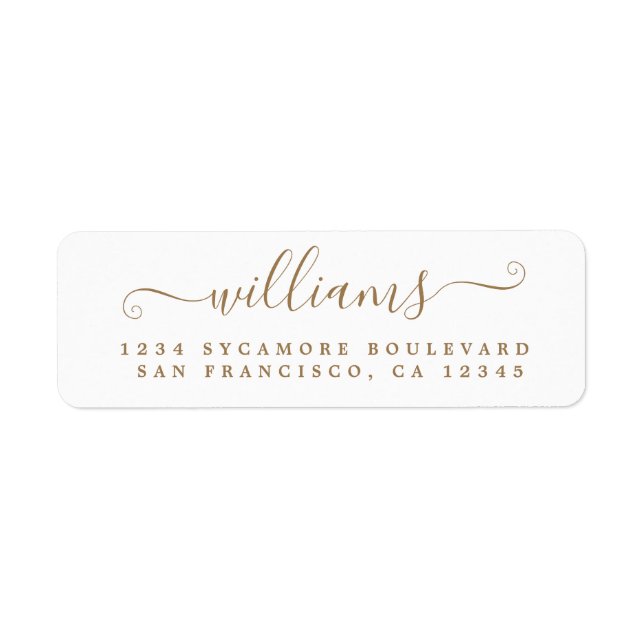Gold Script Last Name Return Address Label (Front)