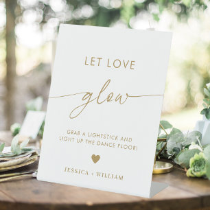 Gold Script Let Love Glow Wedding Glow Stick Sign