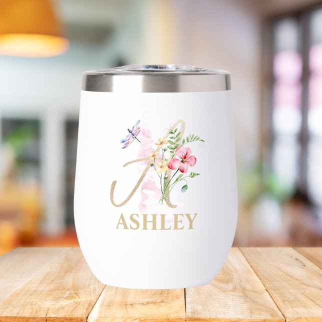 Gold Script Letter A Monogram Personalised Name (Creator Uploaded)