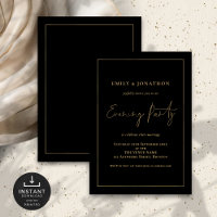 Gold Script Line wedding Black Evening Party