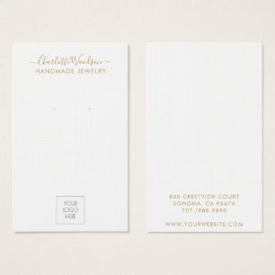 Gold Script Logo Jewellery Earring Display Card