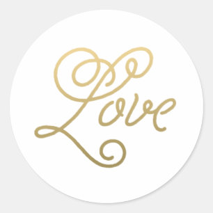 Gold Script Love Elegant Wedding Stickers