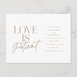 Gold Script Love Wedding Postponed Change the Date Postcard