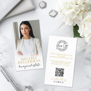 Gold Script Luxury Real Estate Photo Business Card
