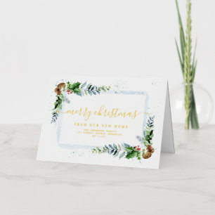 gold script Merry christmas moving announcement