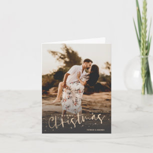 Gold Script Merry Christmas Photo Holiday Card