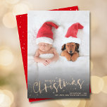 Gold Script Merry Christmas Photo Holiday Card<br><div class="desc">Celebrate the holidays with this elegant Christmas card featuring MERRY CHRISTMAS and your names in chic lettering. Just upload your favorite photo and add your family personalization. *CHANGE THE COLOR on the back of the card to match your photo. **HORIZONTAL card done for you in our collection. Select High Definition...</div>