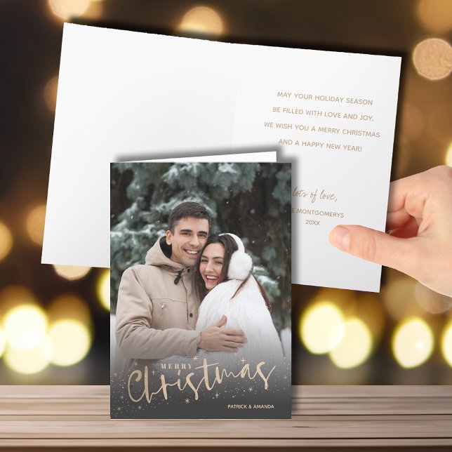 Gold Script Merry Christmas Photo Holiday Card (Gold Script Merry Christmas Photo Holiday Cards - INSTANT DOWNLOAD and/or PRINTED or both!)