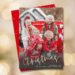 Gold Script Merry Christmas Photo Holiday Card