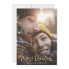 Gold script merry christmas red tartan photo