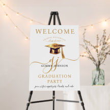 Gold Script Minimalist Graduation Party Welcome 