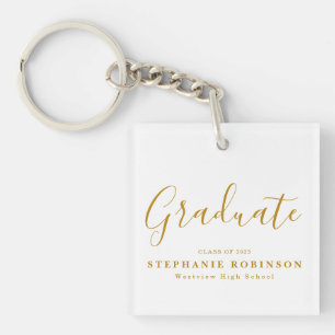 Gold Script Modern Graduation Key Ring