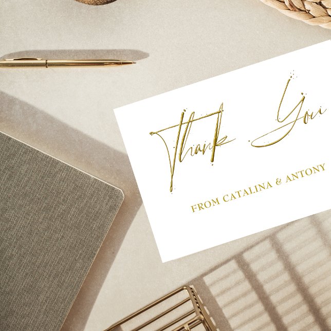 Gold Script Modern Minimalist Thank You Card (Creator Uploaded)