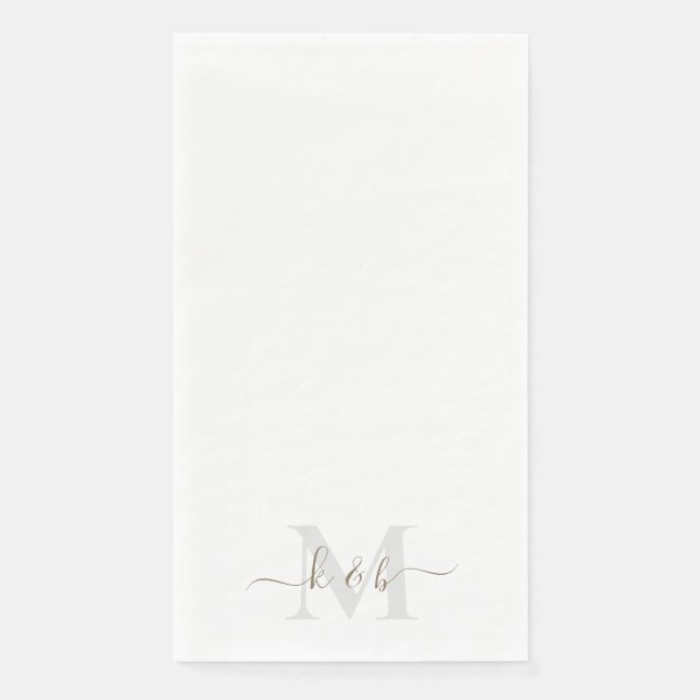 Gold Script Monogram Elegant Wedding  Napkin (Front)