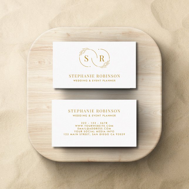 Gold Script Monogram Modern Professional Business Card (Creator Uploaded)