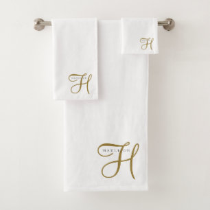 Gold Script Monogram Towel