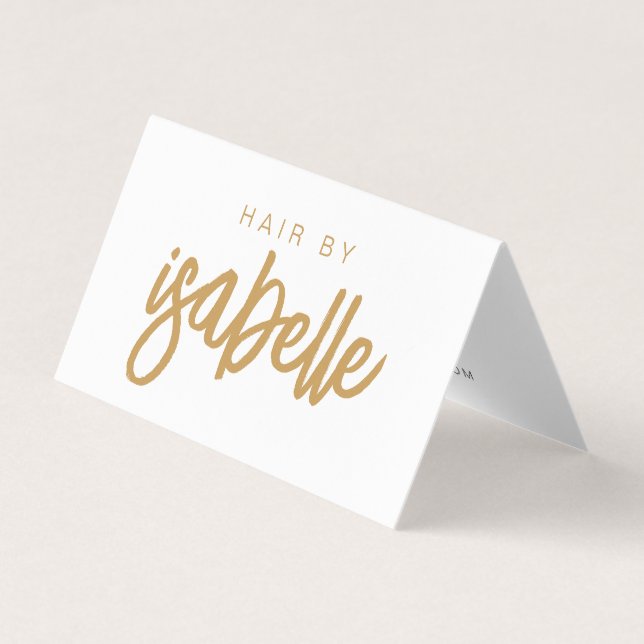 Gold Script Name Hair Stylist Appointment Reminder Business Card (Front)