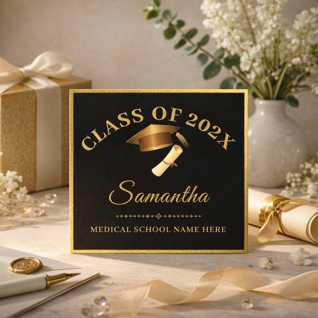 Gold Script Name Minimalist Feminin Class of 2026 Card (Gold Script Name Minimalist Feminin Class of 2026 Card)