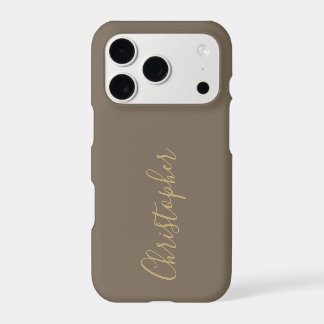 Gold Script Name Monogram Stone Taupe Minimal Men