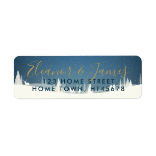 Gold Script Name Winter Snow Scene Return Address