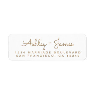 Gold Script Names Wedding Return Address