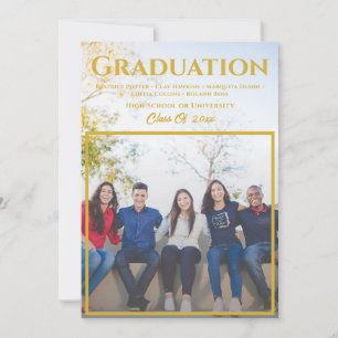 Gold Script Overlay   Group Photo Graduation Announcement