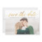Gold Script Photo Save the Date in Faux Foil