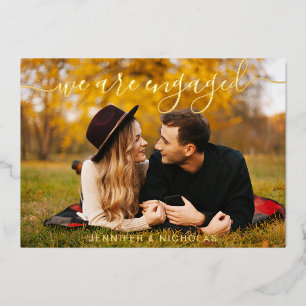 Gold Script Photo Wedding Engagement Save the Date