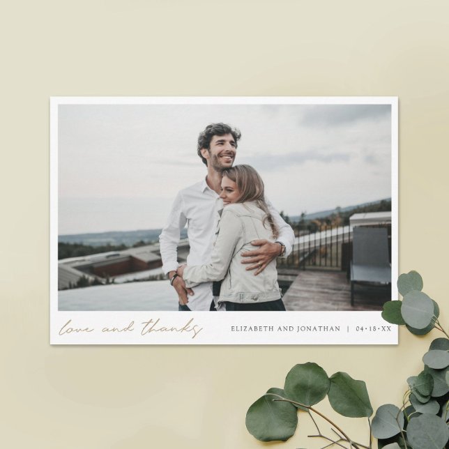 Gold Script Photo Wedding Thank You Card (Creator Uploaded)