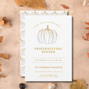 Gold Script Pumpkin Thanksgiving Friendsgiving  Invitation