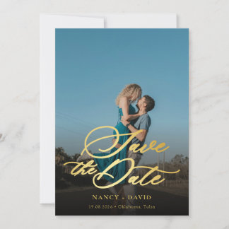 Gold Script  Qr Code Photo Wedding Save The Date