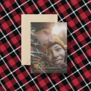 Gold script red plaid thanksgiving 1 photo  holida