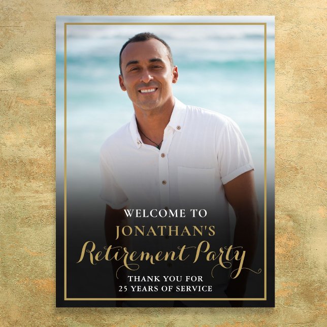 Gold Script Retirement Party Photo Welcome Sign (Gold Script Retirement Party Photo Welcome Sign)
